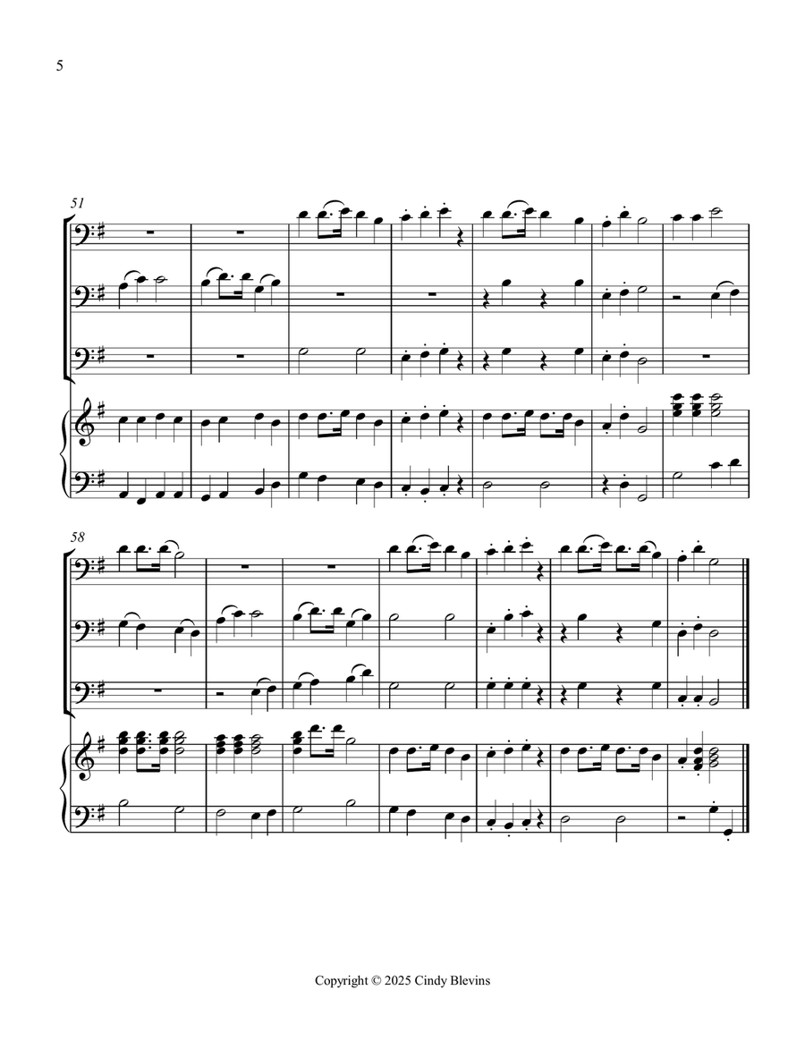 Up On the Housetop, for Three Trombones and Piano Trombone Trio scores gallery preview page 6