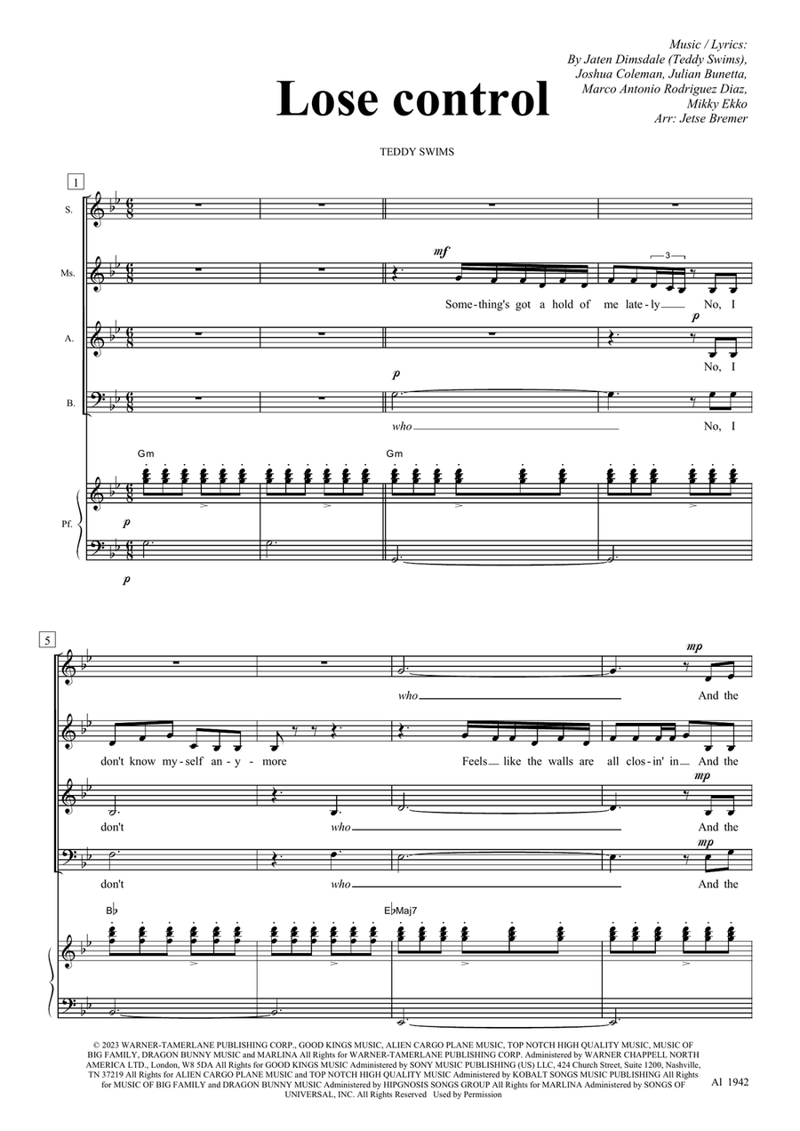 Lose Control Lose Control Choir scores gallery preview page 1