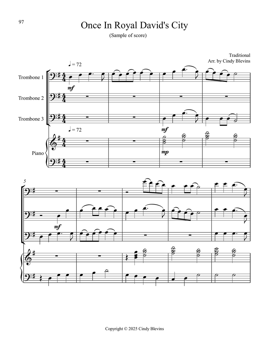 Three Trombones and Piano for Christmas, Book 3 (12 Arrangements) Trombone Trio scores gallery preview page 4