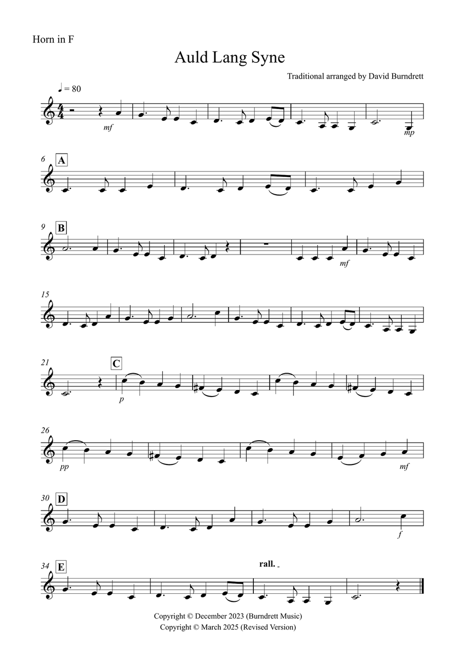 Auld Lang Syne for Horn and Trombone Duet Brass Duet scores gallery preview page 4