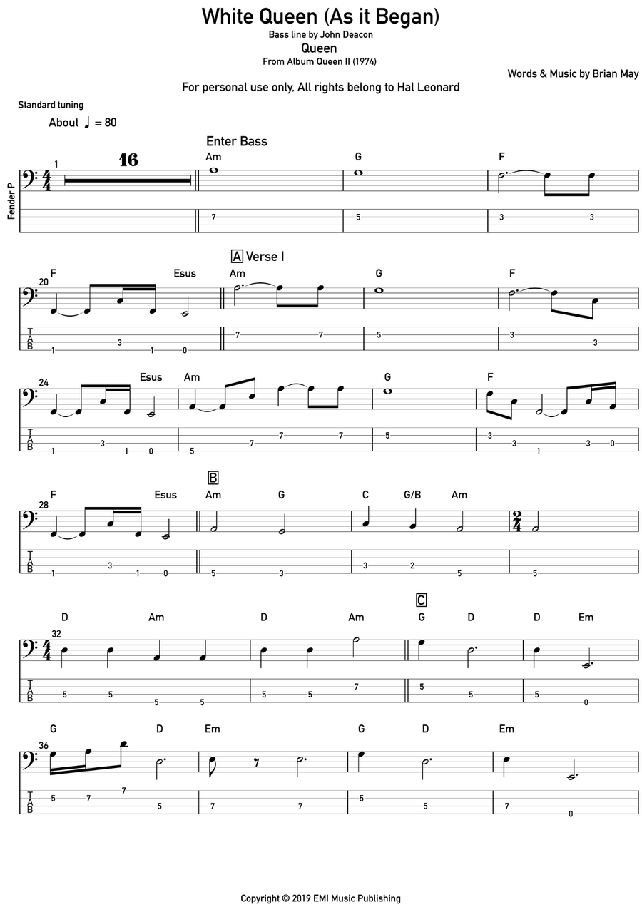 White Queen (As It Began) Acoustic Guitar scores gallery preview page 1