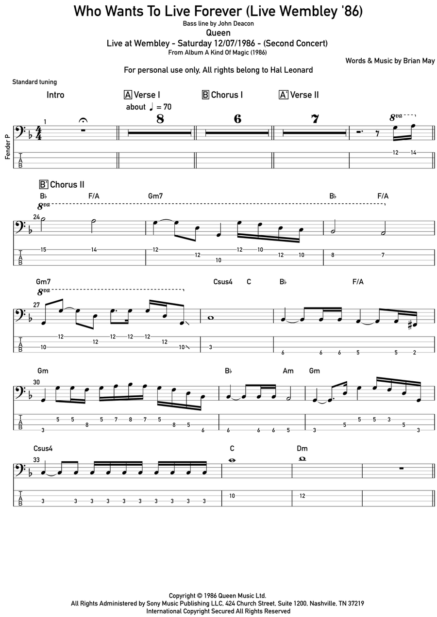 Who Wants To Live Forever Acoustic Guitar scores gallery preview page 1