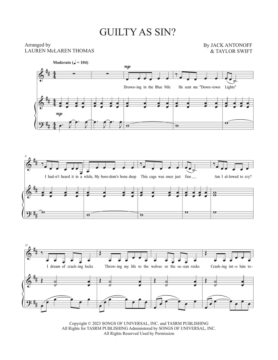 Guilty As Sin? Guilty As Sin? Piano, Vocal scores gallery preview page 1