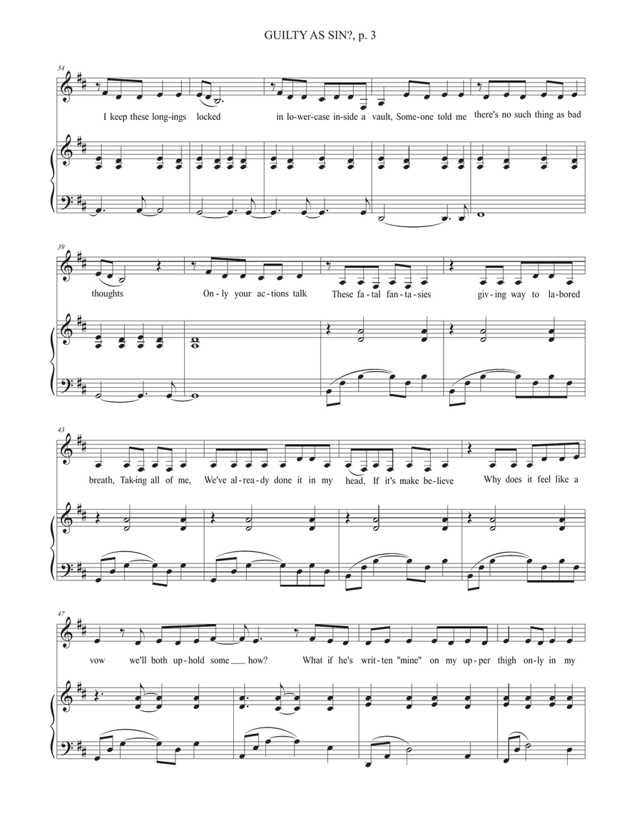 Guilty As Sin? Guilty As Sin? Piano, Vocal scores gallery preview page 3