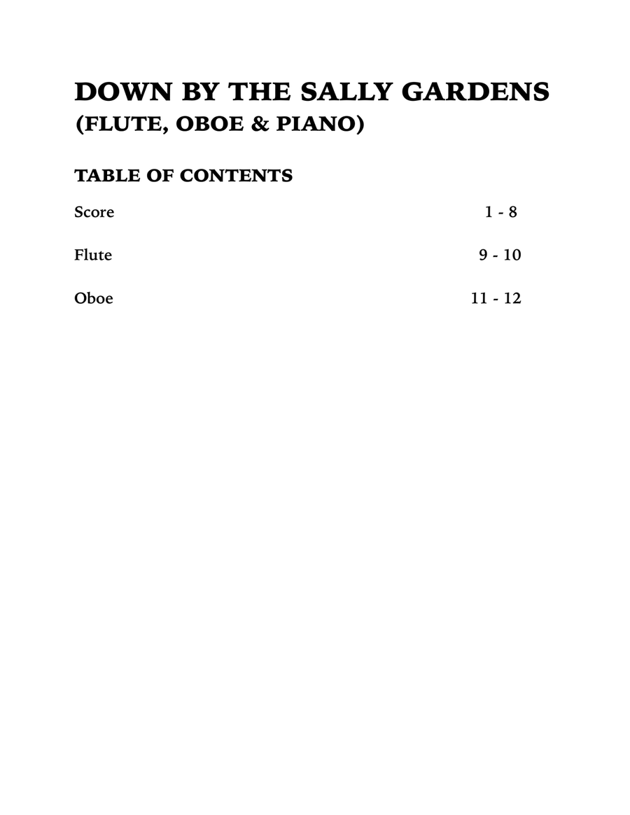 Down By the Sally Gardens (Trio for Flute, Oboe and Piano) Small Ensemble scores gallery preview page 4