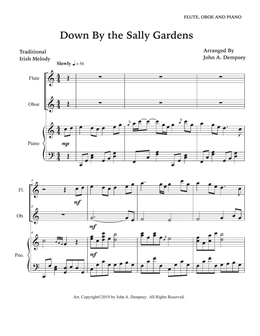 Down By the Sally Gardens (Trio for Flute, Oboe and Piano) Small Ensemble scores gallery preview page 5