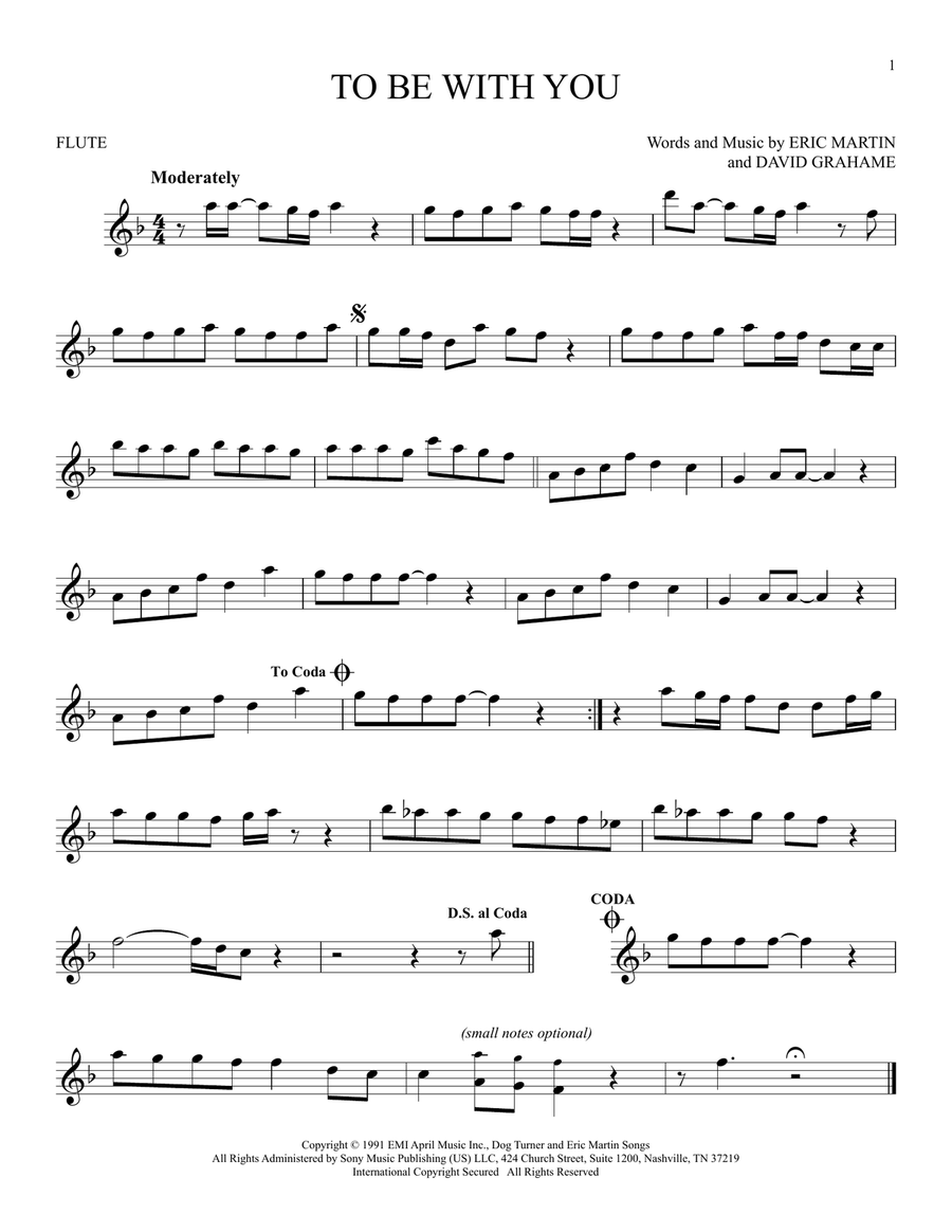 To Be With You To Be With You Flute Solo scores gallery preview page 1