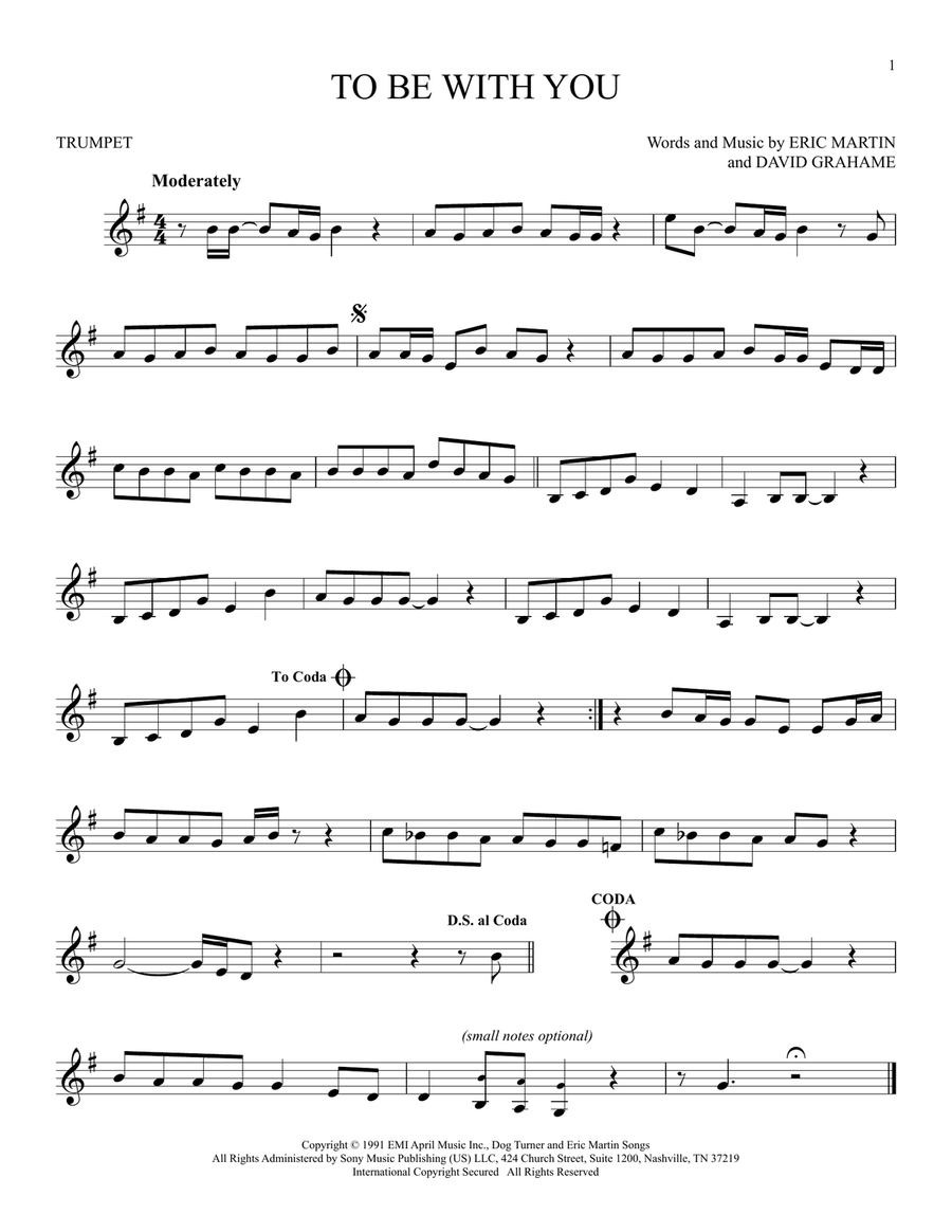 To Be With You To Be With You Trumpet Solo scores gallery preview page 1