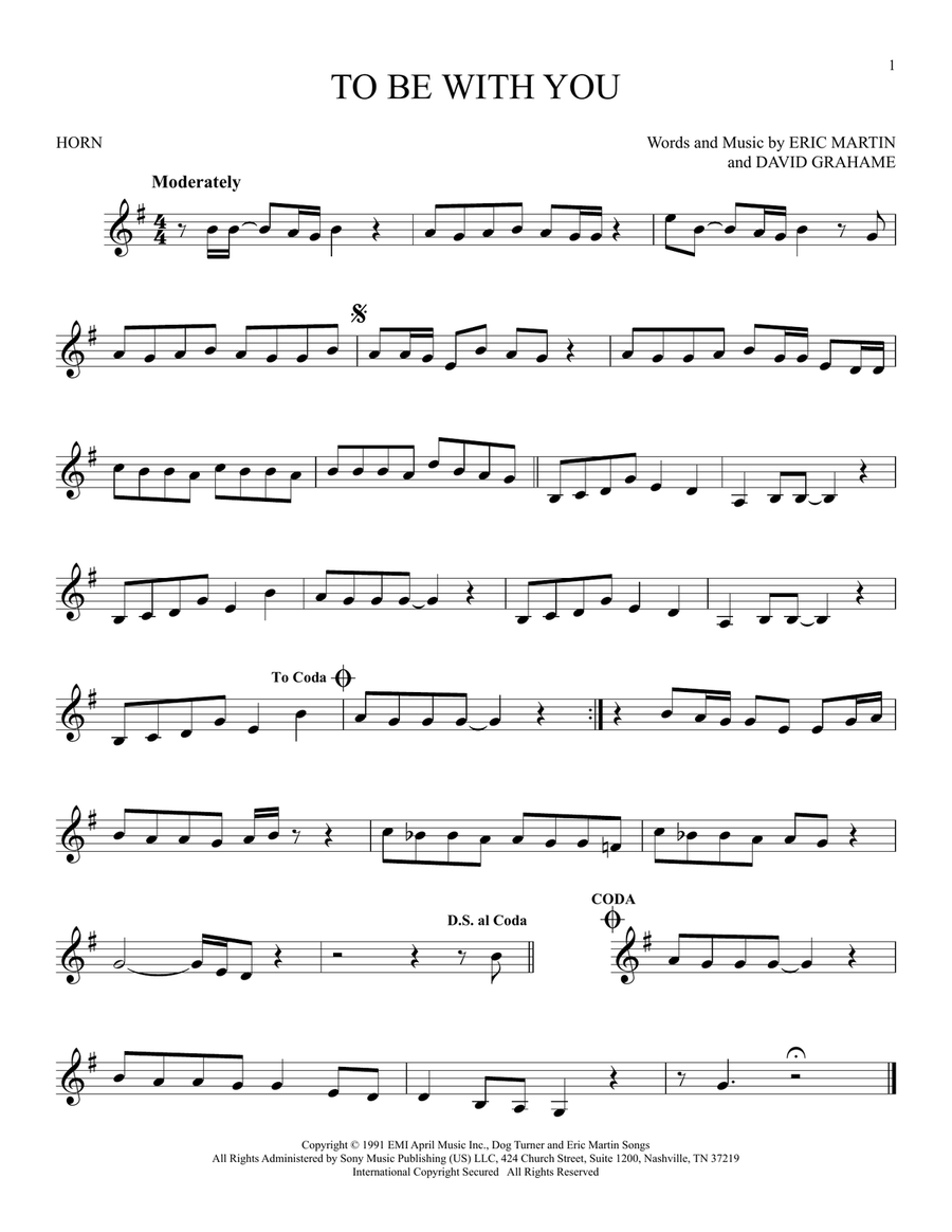 To Be With You To Be With You Horn Solo scores gallery preview page 1
