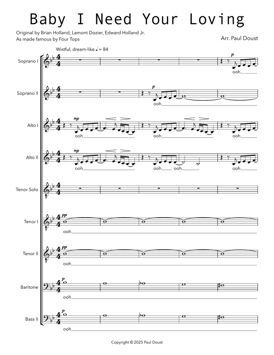 Baby I Need Your Lovin' Baby I Need Your Lovin' Divisi scores gallery preview page 1