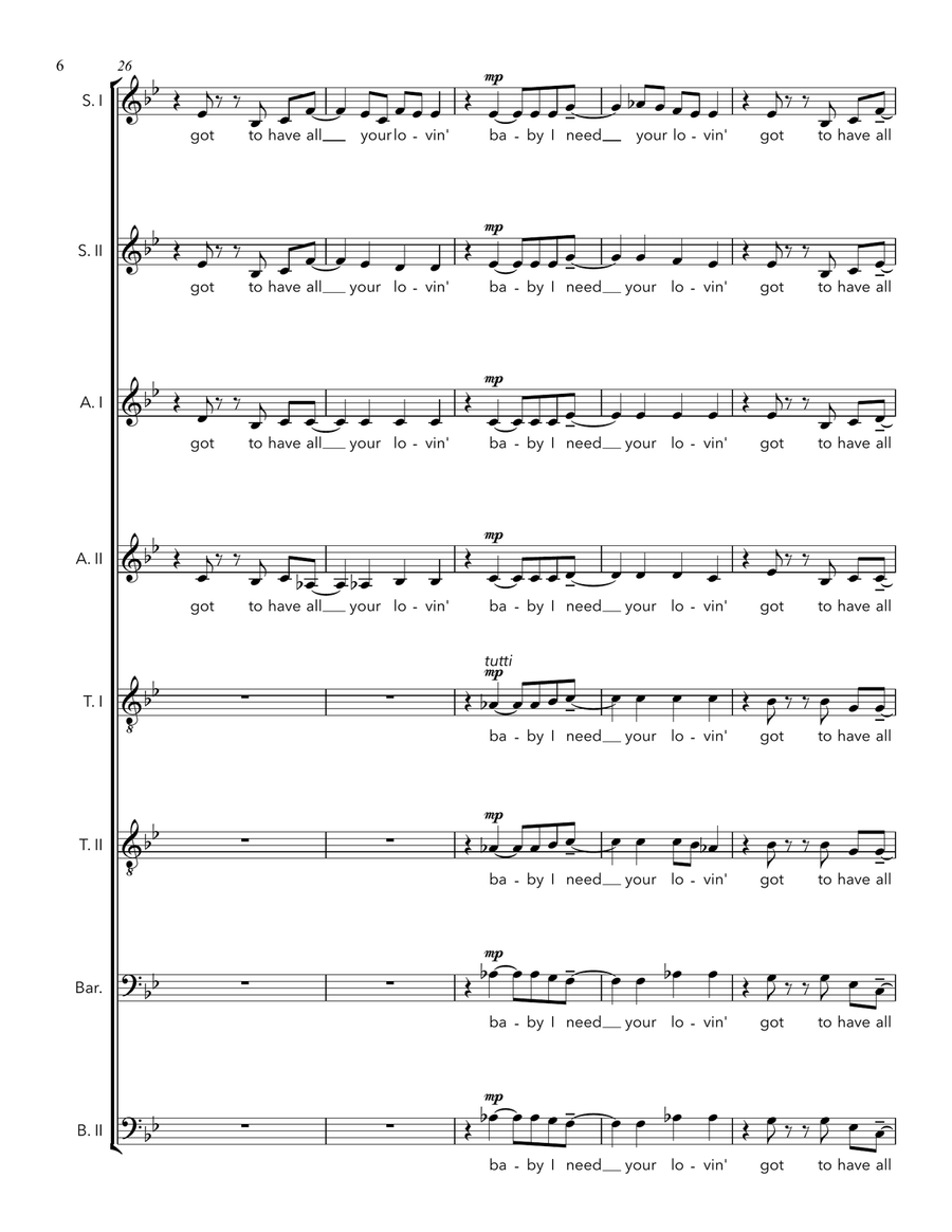 Baby I Need Your Lovin' Baby I Need Your Lovin' Divisi scores gallery preview page 6