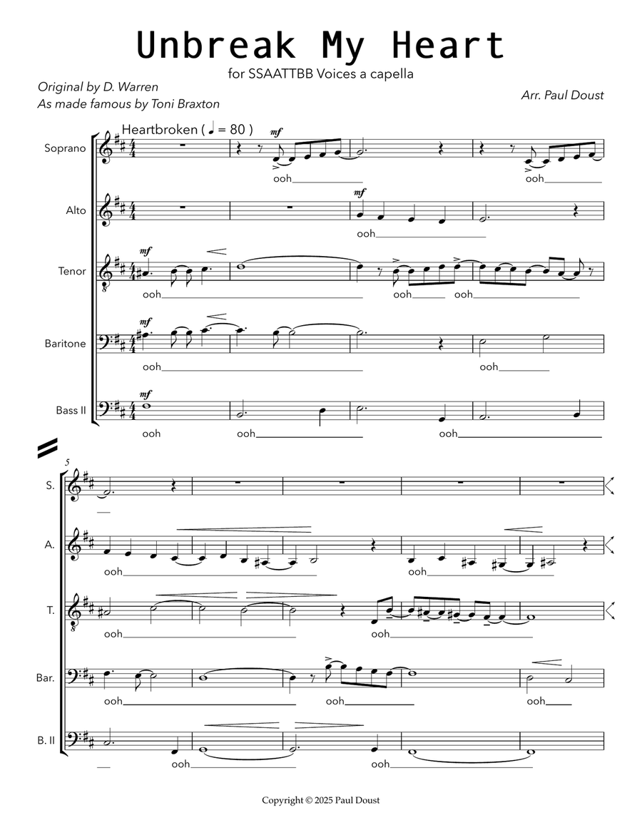 Unbreak My Heart Unbreak My Heart Divisi scores gallery preview page 1