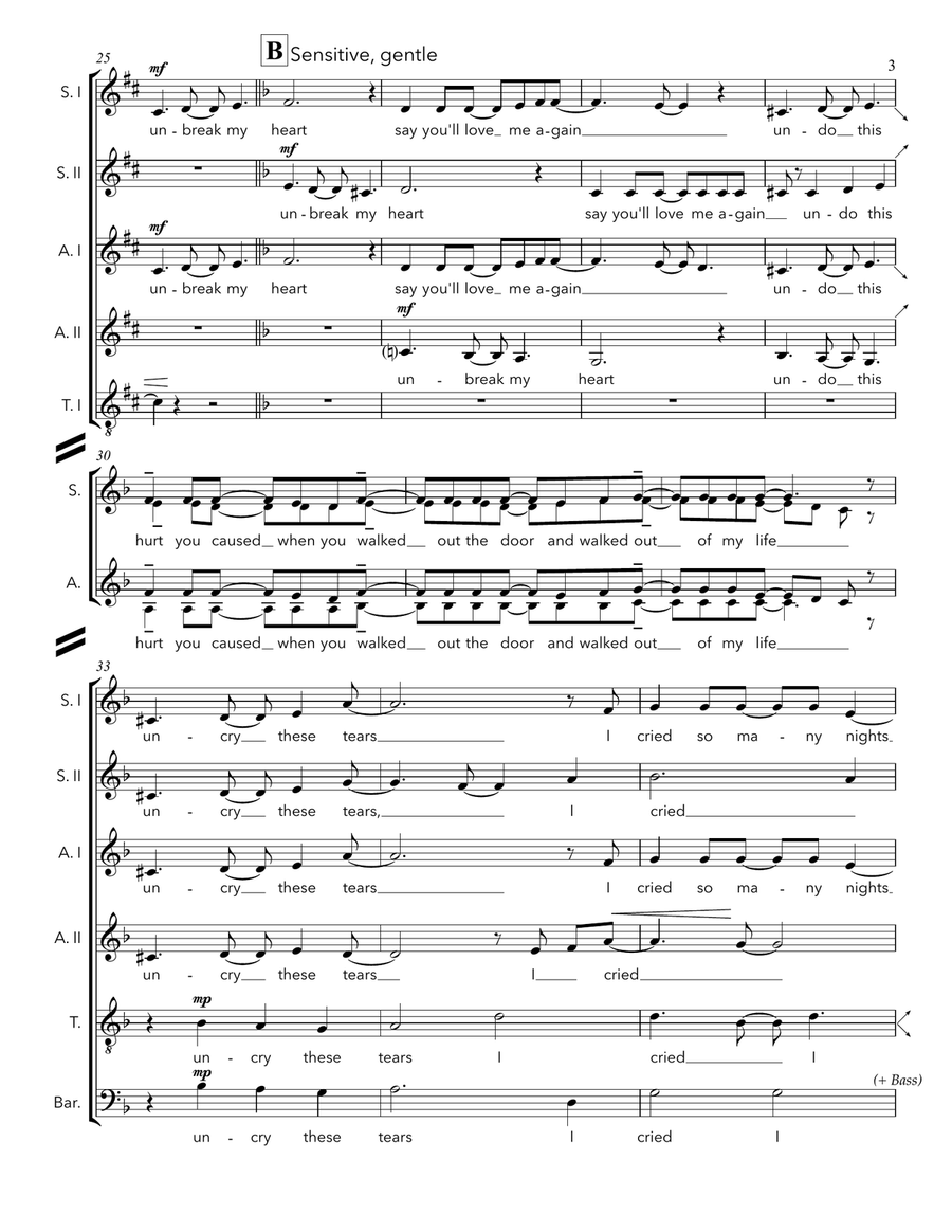Unbreak My Heart Unbreak My Heart Divisi scores gallery preview page 3