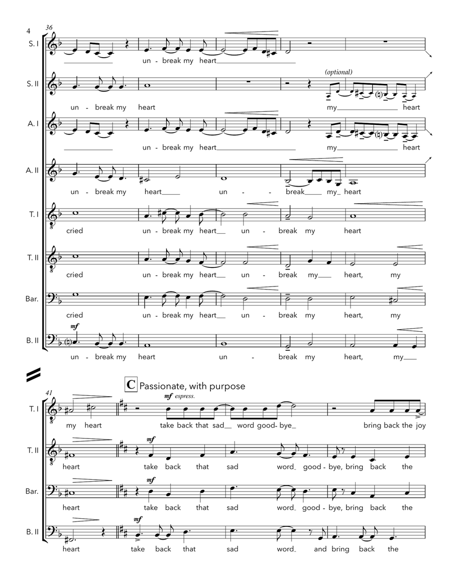 Unbreak My Heart Unbreak My Heart Divisi scores gallery preview page 4