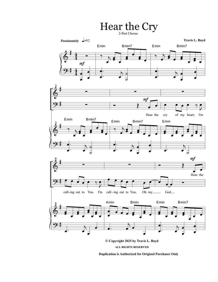 Hear the Cry (2-part Version) 2-Part scores gallery preview page 2