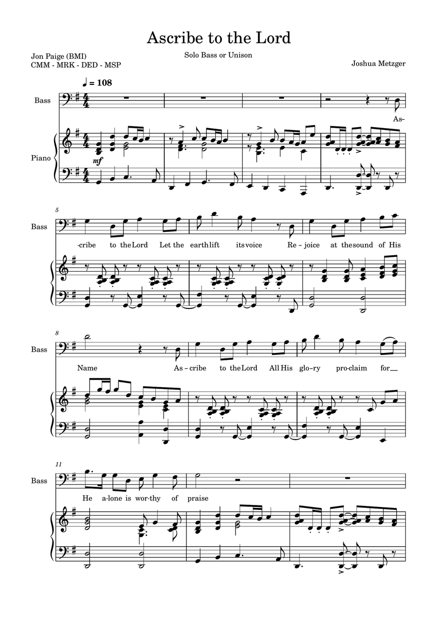 Ascribe to the Lord Ascribe to the Lord A Cappella scores gallery preview page 1