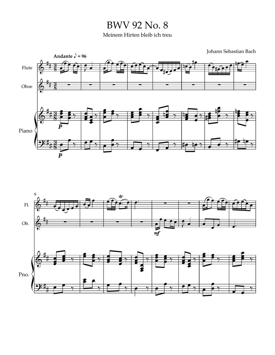 BWV 92 No. 8 BWV 92 No. 8 Flute Duet scores gallery preview page 1