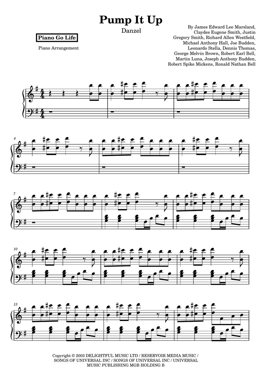 Pump It Up Pump It Up Piano Solo scores gallery preview page 1