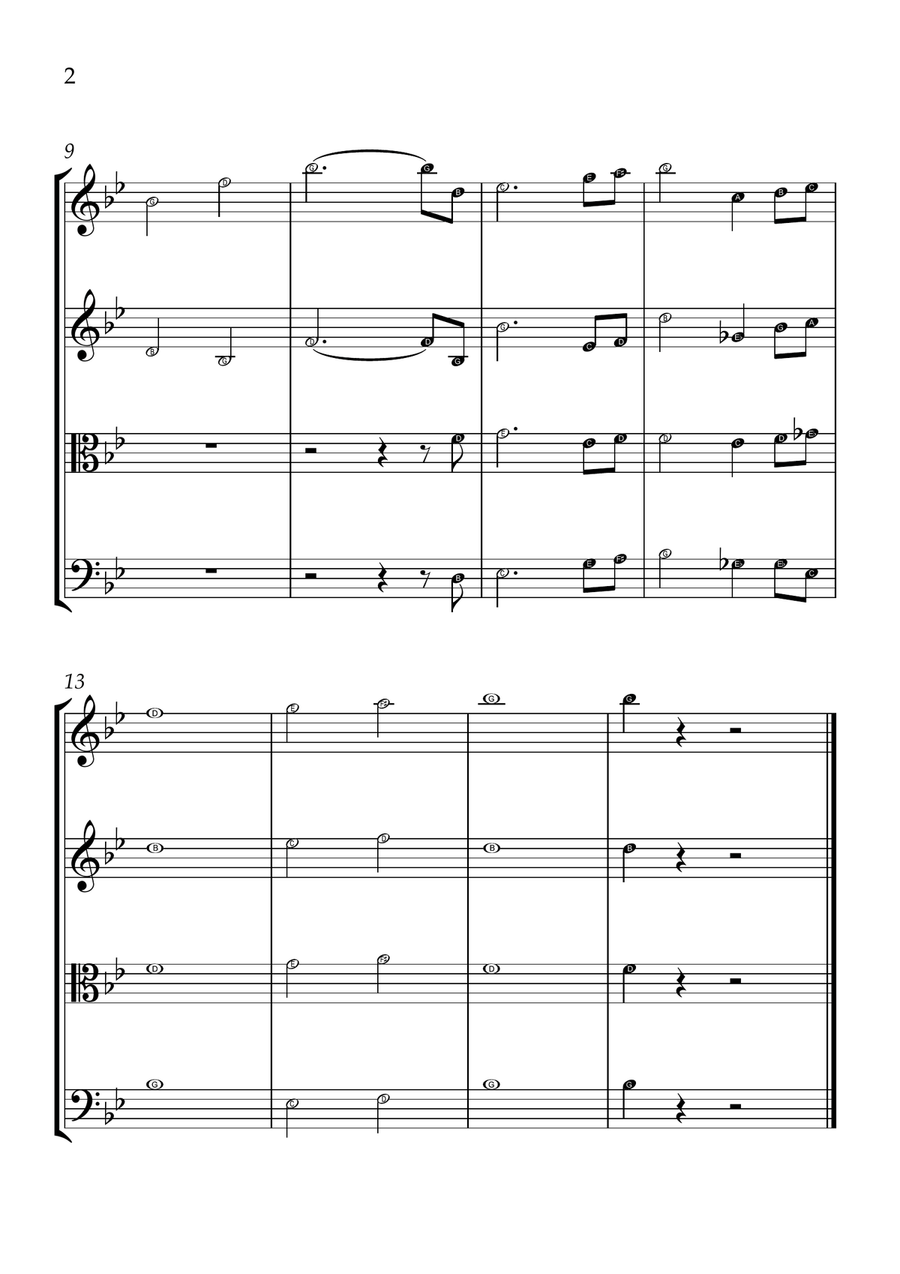 Also Sprach Zarathustra- String Quartet in Bb Major - Letter Names - Sheet Music String Quartet scores gallery preview page 2