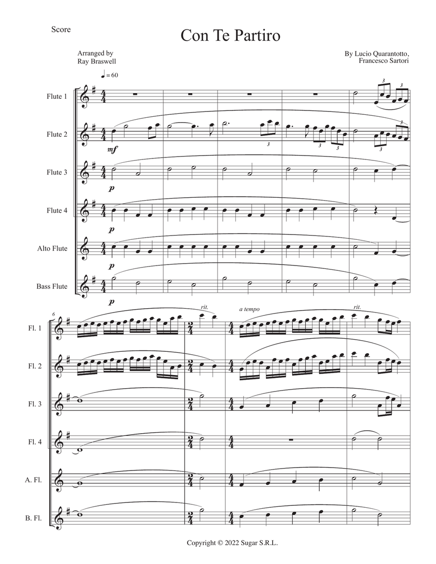 Con Te Partiro (Time To Say Goodbye) Woodwind Ensemble scores gallery preview page 1