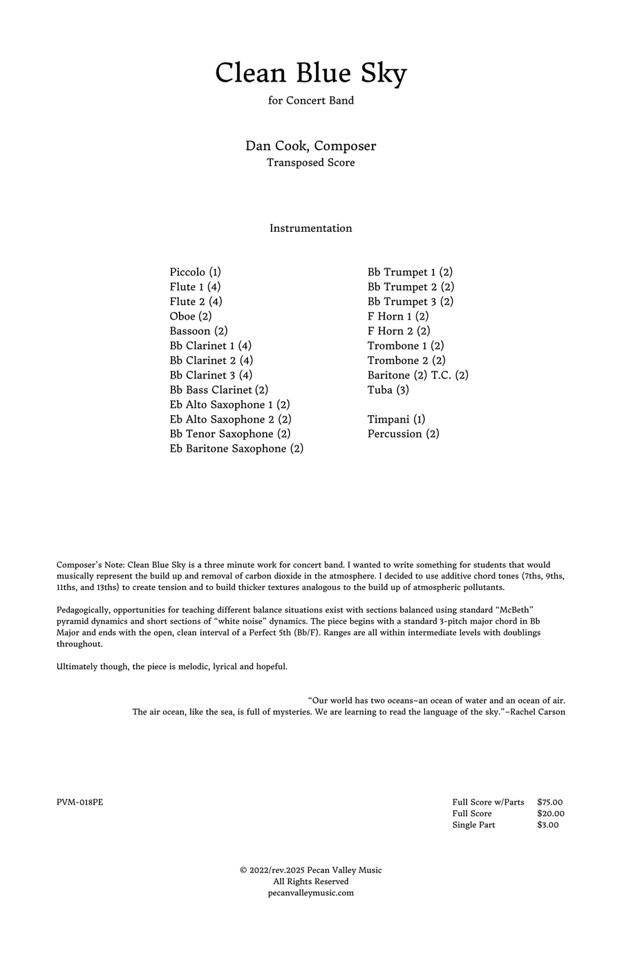 Clean Blue Sky Concert Band scores gallery preview page 2
