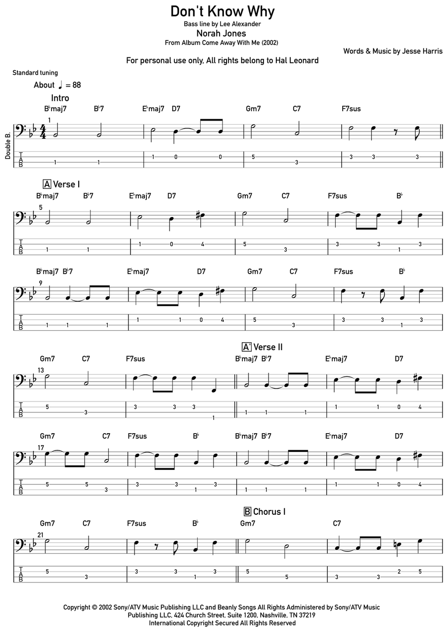 Don't Know Why Acoustic Guitar scores gallery preview page 1