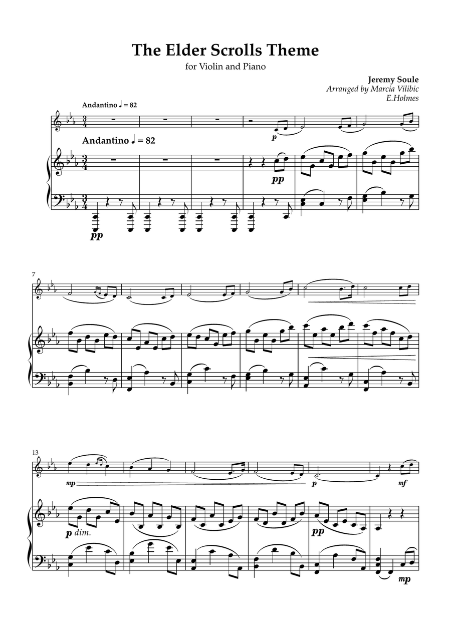 Elder Scrolls: Oblivion Elder Scrolls: Oblivion Violin Solo scores gallery preview page 1