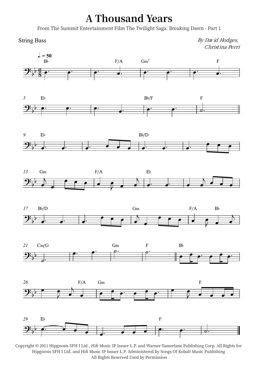 A Thousand Years A Thousand Years Double Bass scores gallery preview page 1