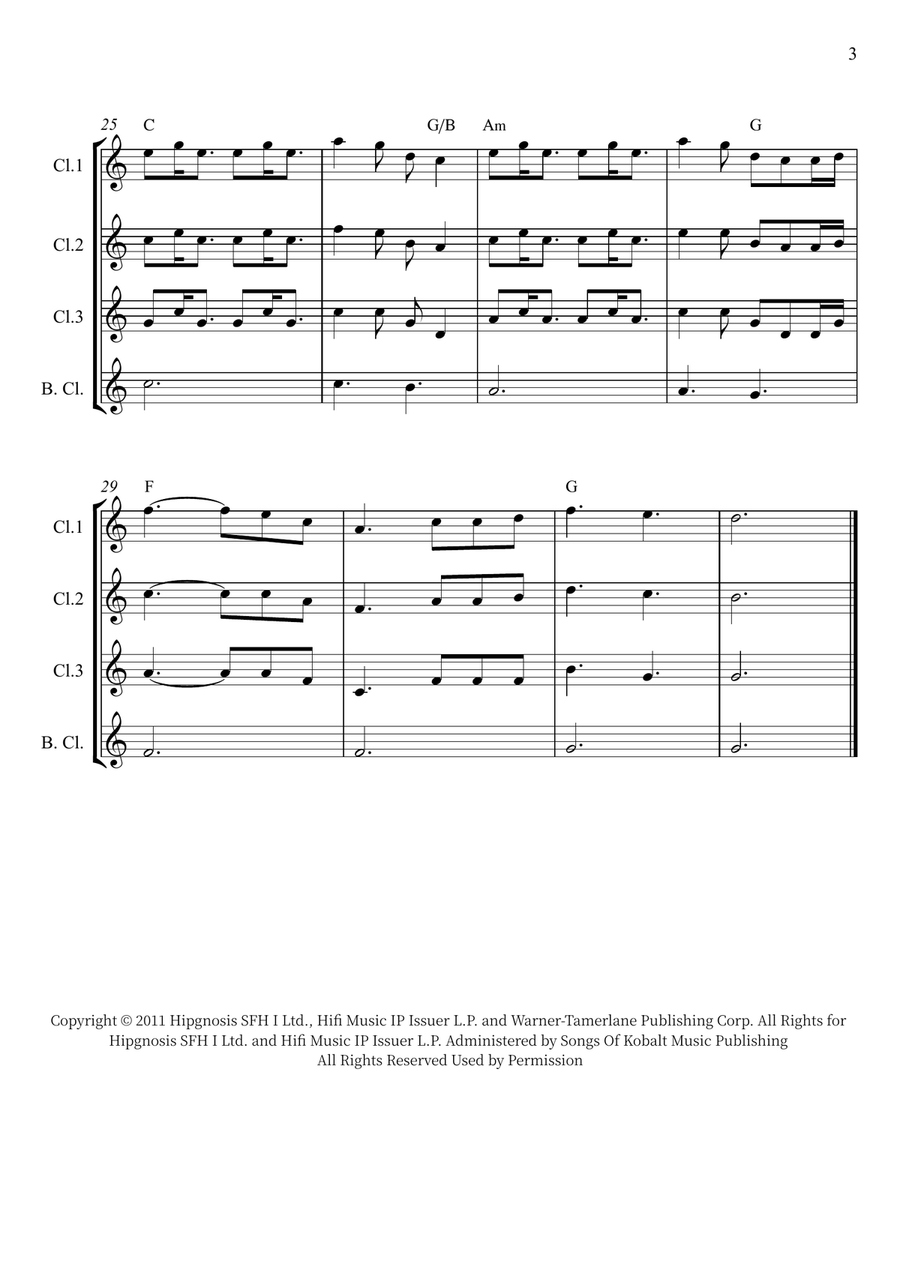 A Thousand Years Clarinet Quartet scores gallery preview page 3