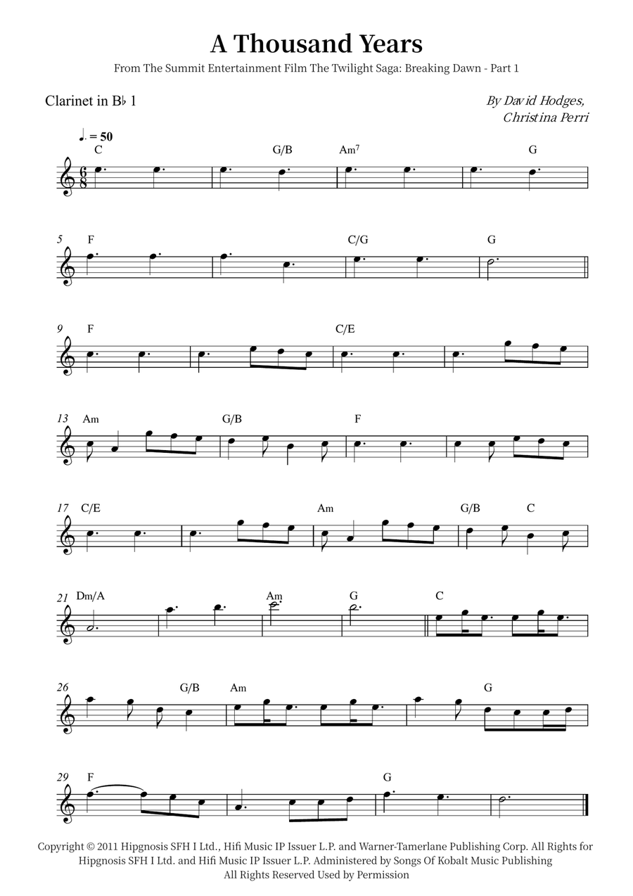 A Thousand Years Clarinet Quartet scores gallery preview page 4
