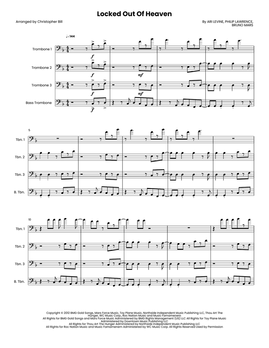 Locked Out Of Heaven Locked Out Of Heaven Small Ensemble scores gallery preview page 1