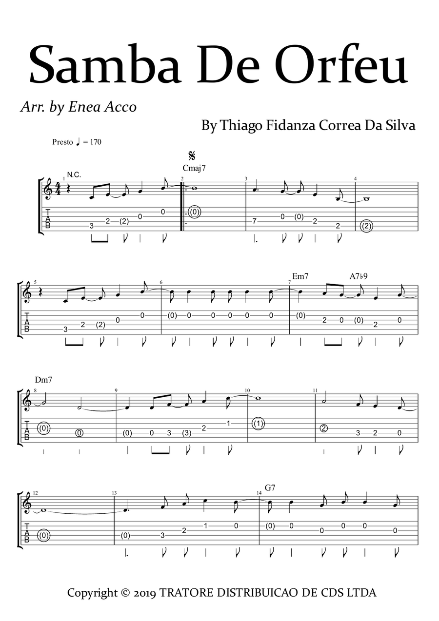 Samba De Orfeu (Mal Dos Tropicos) Piano scores gallery preview page 1