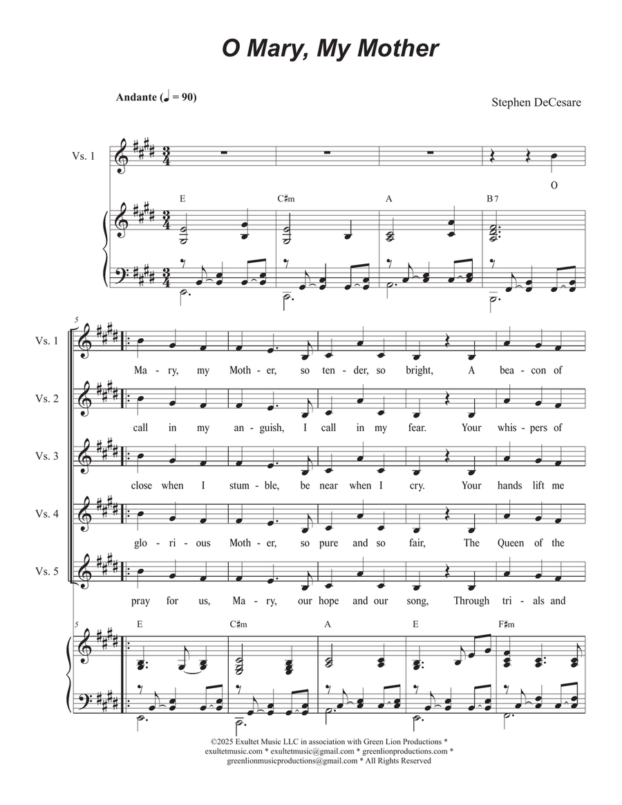 O Mary, My Mother (Vocal solo) Piano, Vocal scores gallery preview page 1