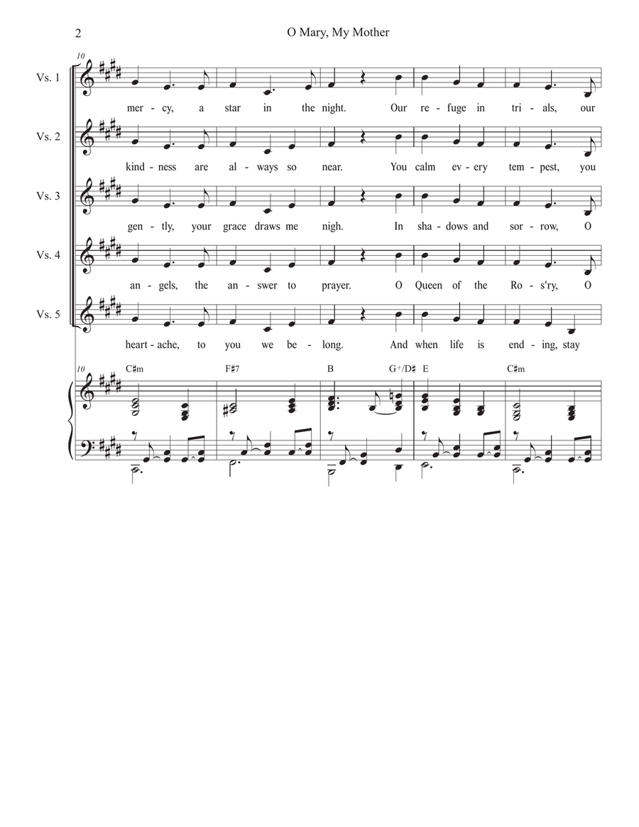 O Mary, My Mother (Vocal solo) Piano, Vocal scores gallery preview page 2