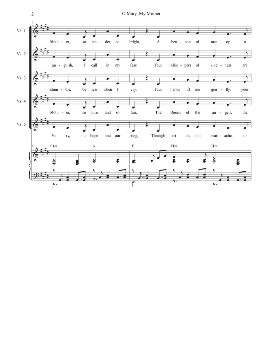 O Mary, My Mother (Vocal Quartet - (SATB) 4-Part scores gallery preview page 2