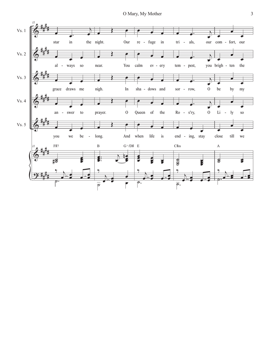 O Mary, My Mother (Vocal Quartet - (SATB) 4-Part scores gallery preview page 3