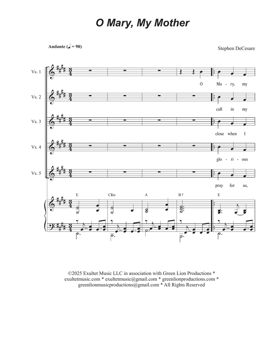 O Mary, My Mother (2-part choir) 2-Part scores gallery preview page 1