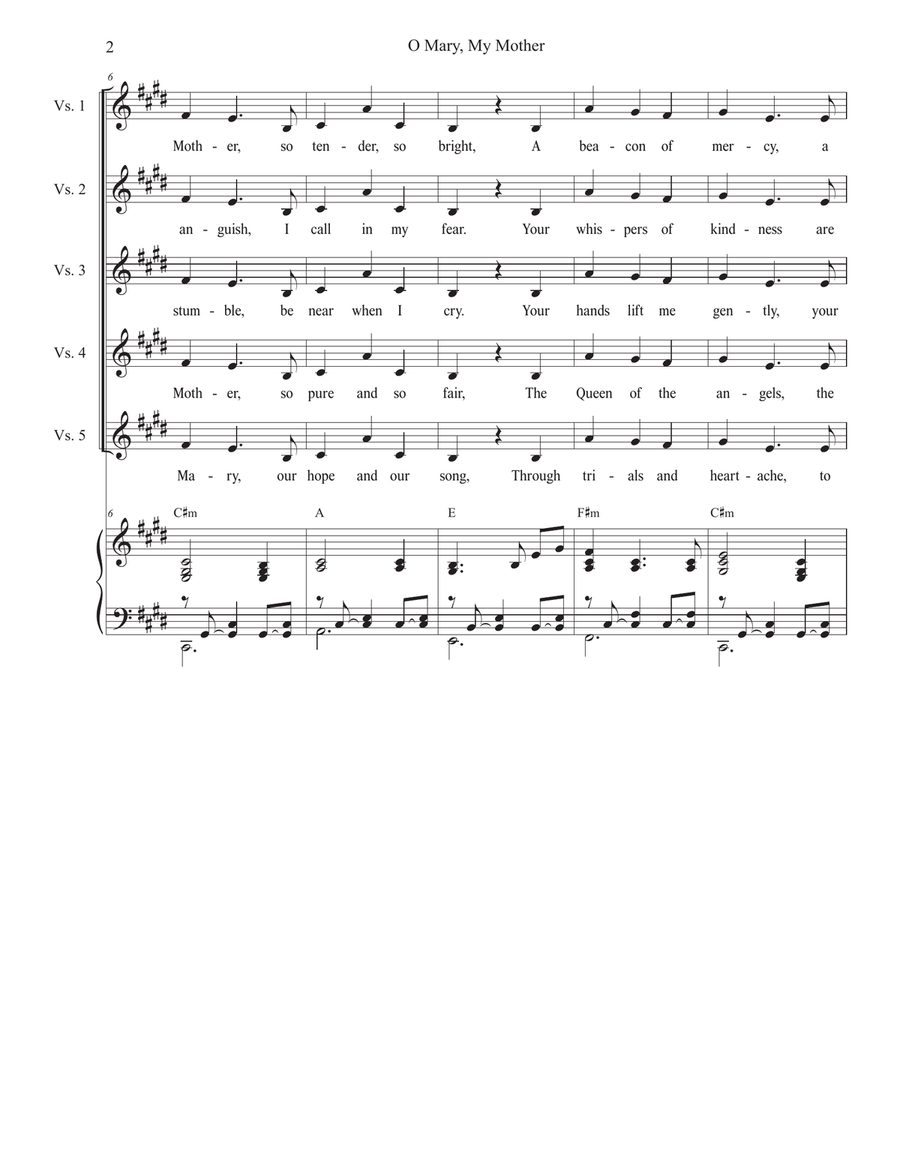 O Mary, My Mother (2-part choir) 2-Part scores gallery preview page 2
