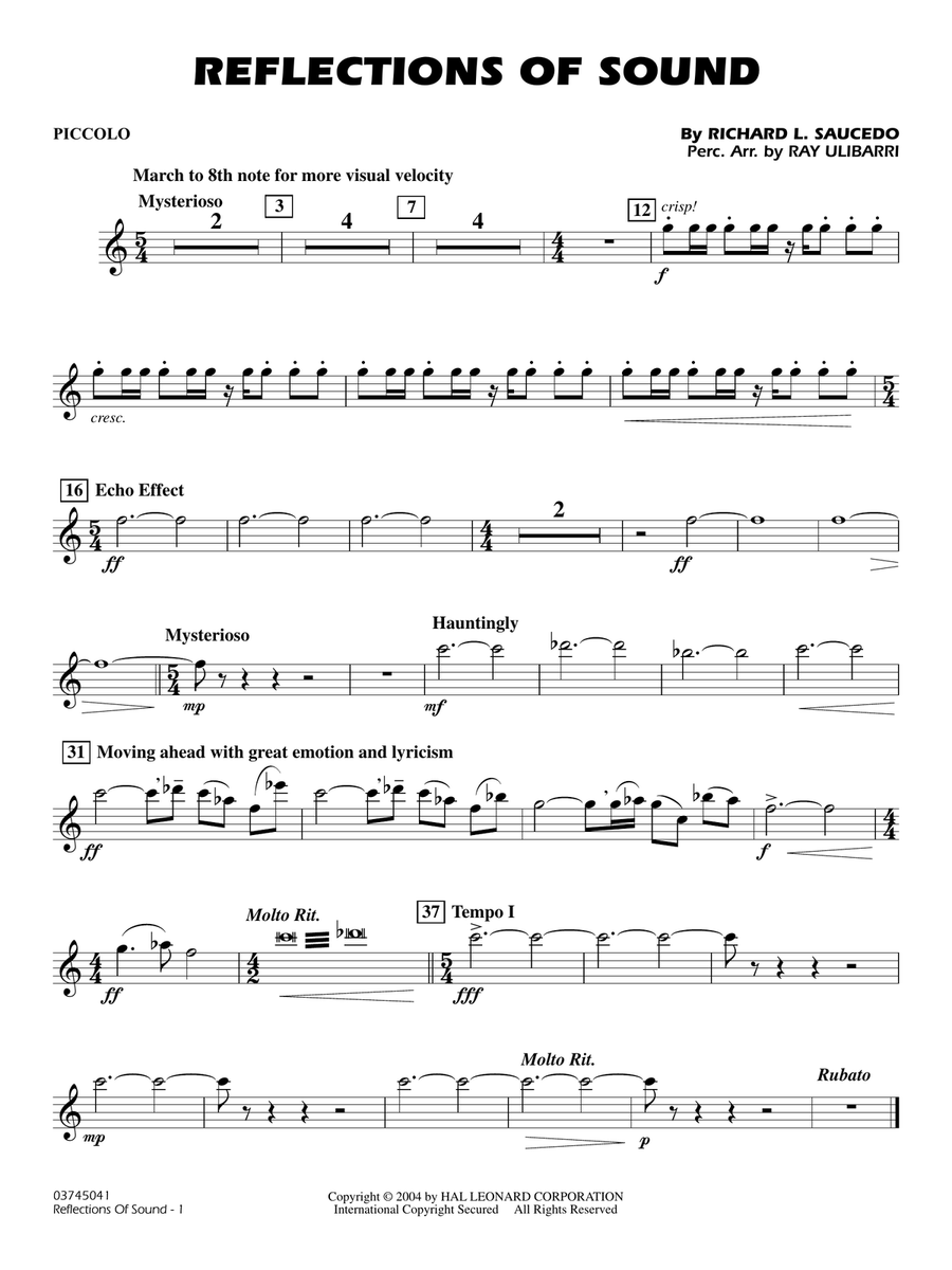 Reflections Of Sound - Piccolo Marching Band scores gallery preview page 1