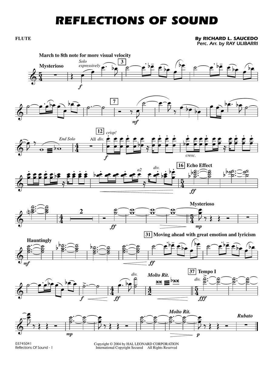 Reflections Of Sound - Flute Marching Band scores gallery preview page 1