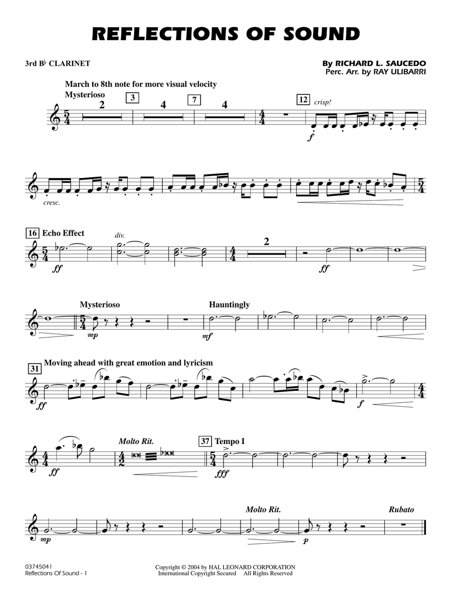 Reflections Of Sound - 3rd Bb Clarinet Marching Band scores gallery preview page 1