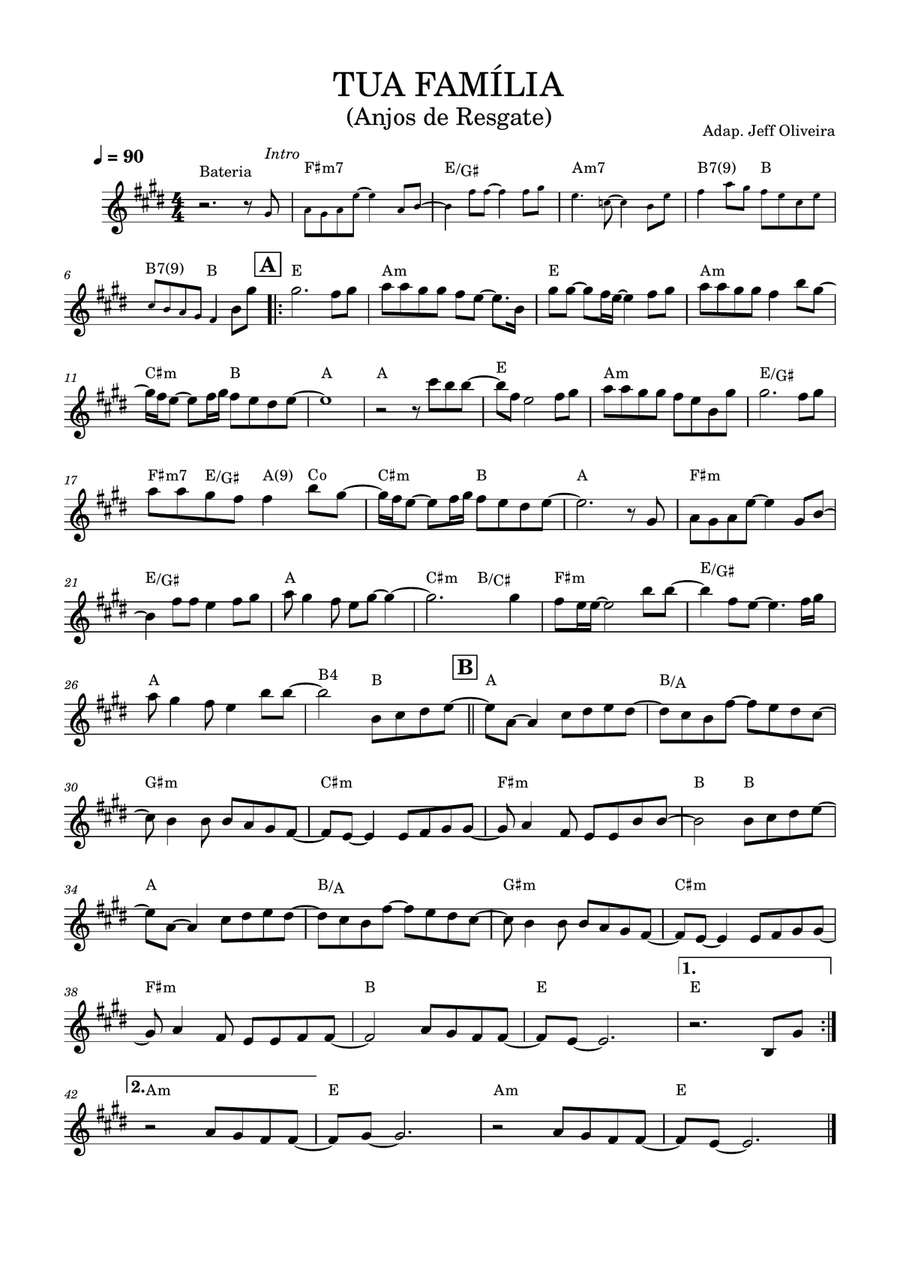 Tua Família - Partitura com cifra Piano Solo scores gallery preview page 1