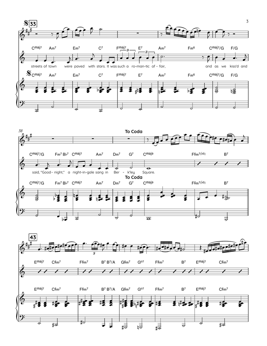 A Nightingale Sang In Berkeley Square Piano, Vocal scores gallery preview page 3