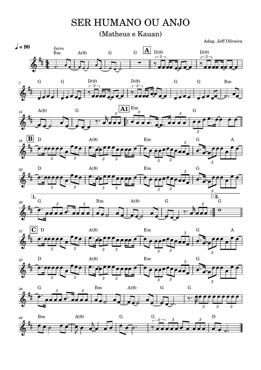 Ser humano ou anjo - Partitura com cifra Piano Solo scores gallery preview page 1