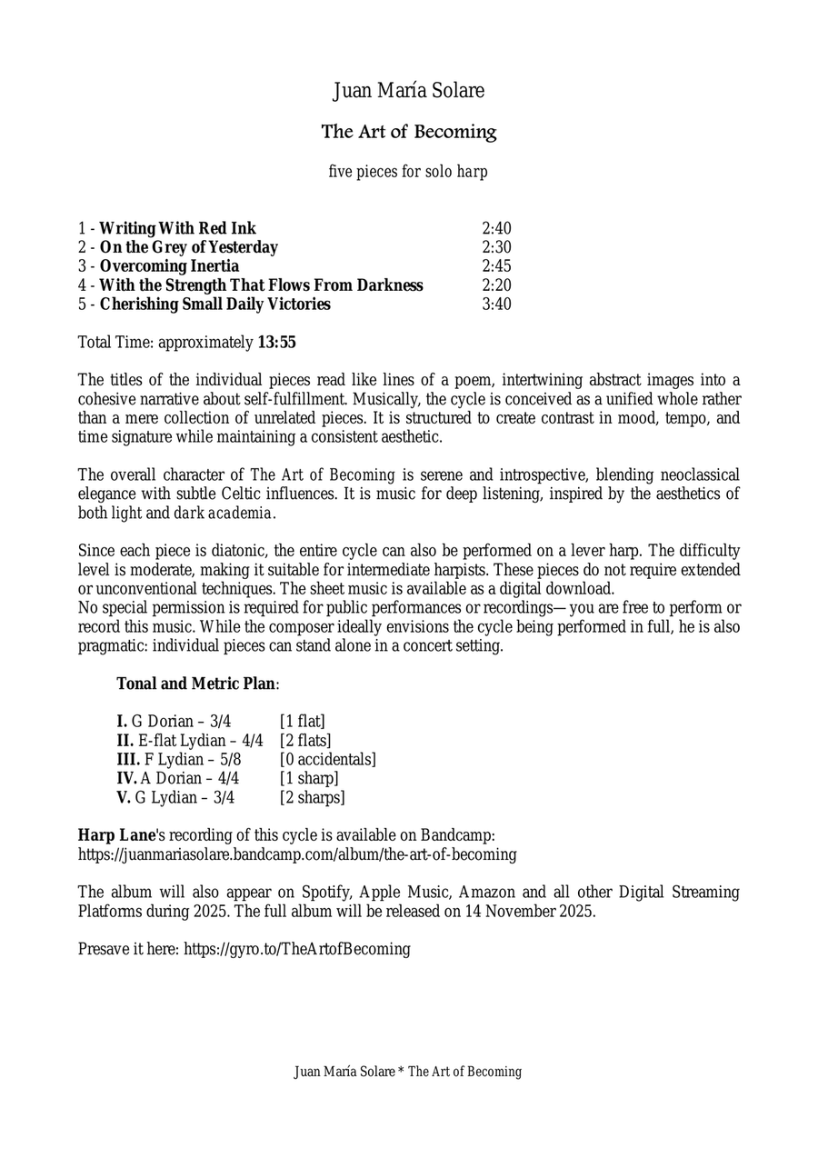 The Art of Becoming [5 pieces for harp] Celtic Harp scores gallery preview page 2