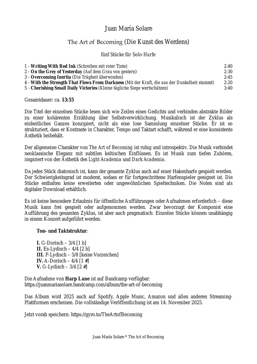 The Art of Becoming [5 pieces for harp] Celtic Harp scores gallery preview page 4
