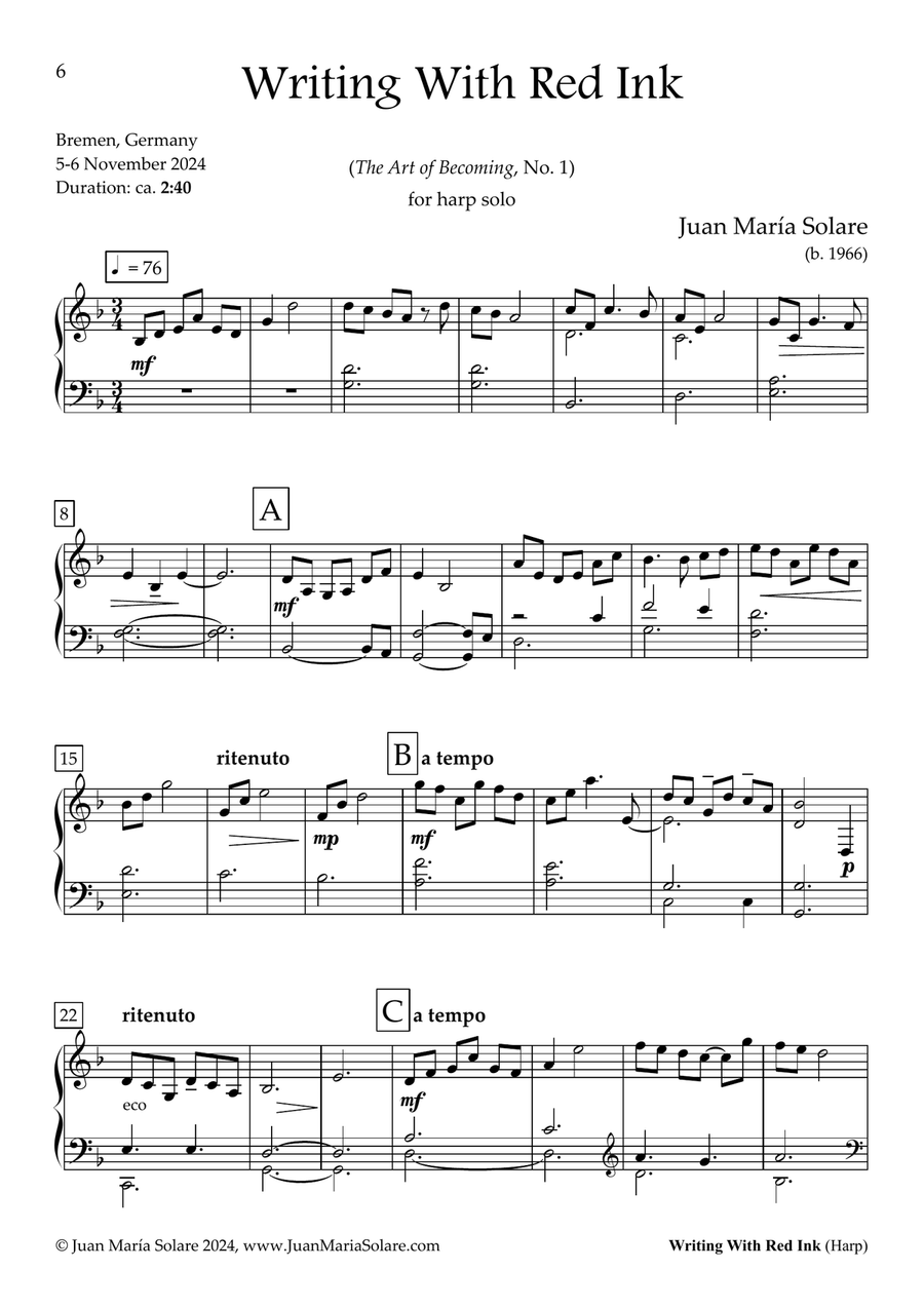 The Art of Becoming [5 pieces for harp] Celtic Harp scores gallery preview page 6