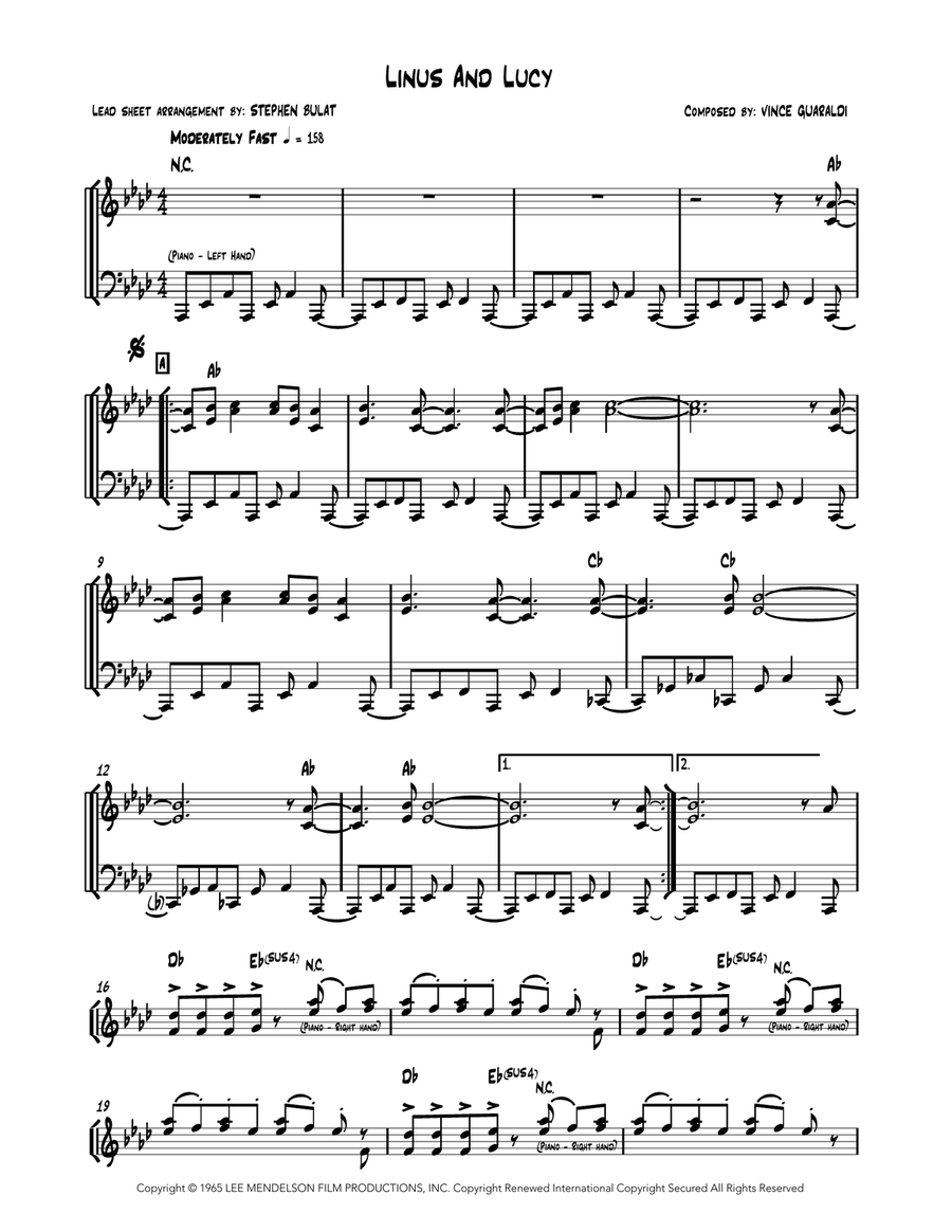 Linus And Lucy Piano scores gallery preview page 1