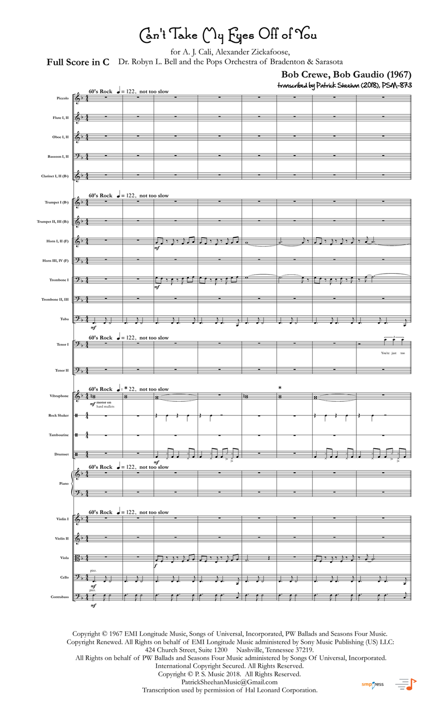 Can't Take My Eyes Off Of You Full Orchestra scores gallery preview page 1