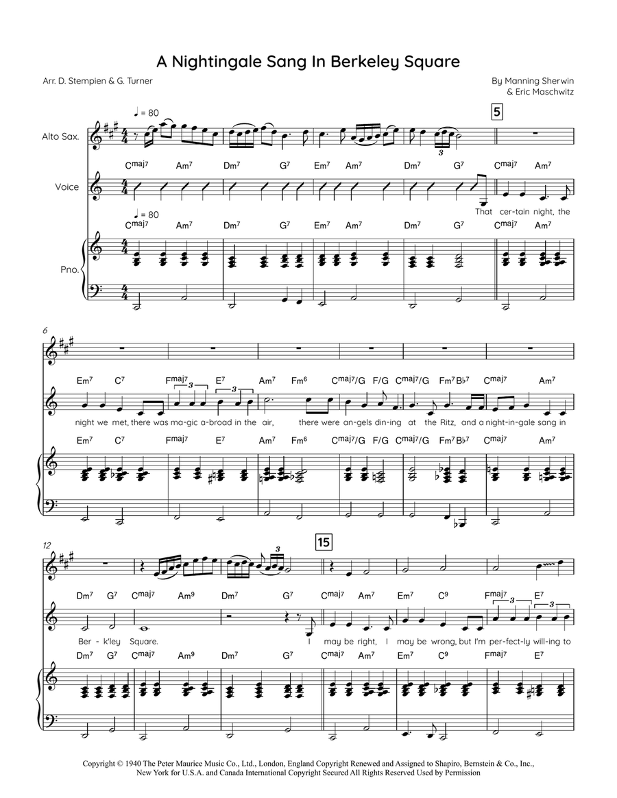 A Nightingale Sang In Berkeley Square Small Ensemble scores gallery preview page 1